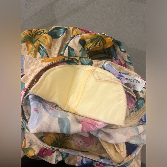 Maggy London Petites Maxi Dress 2 Ramie Floral Buttons Tie Front Shoulder Pads - Picture 6 of 12